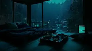 🌧️Soft Mountain Rain Sounds at Night 😴 Cozy Warm Cabin Dark Bedroom Ambience for Deep Sleep (No Ads)