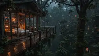 Gentle Night Rain Drifting Over a Quiet Woodland Cabin 🌧️ | Deep Sleep Ambience