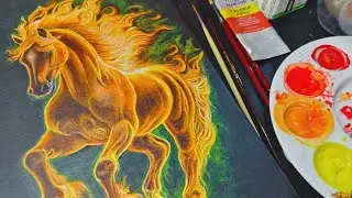 Fire Horse acrylic painting technique