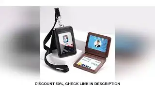 Top Grade Genuine Leather ID Badge Holder Business Cards Holders with Neck Lanyard Formal Staff Magn