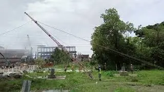 Process of erecting a Derrick pole/ Tower erection by derrick