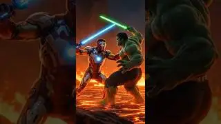 Hulk vs Iron Man 🔥 Neon Sword Fight in Lava | Epic Marvel Battle #Shorts