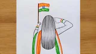 How to Draw a Girl with Indian Flag | Republic Day & Independence Day Drawing