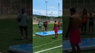 🌏Worlds largest SLIP N SLIDE | The impossible AirTrack challenge ❌ #shorts
