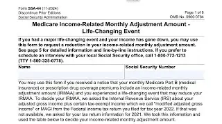 Form SSA-44 walkthrough (Medicare Income-Related Monthly Adjustment Amount-Life Changing Event)