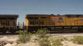 Union Pacific manifest climbing up Cima Hill
