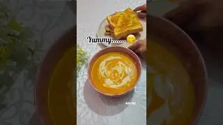 Creamy tomato soup with cheese sandwich  #cheesybread #alhamdulillah  #food  #tomatosoup