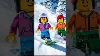 Snow Slide Challenge ❄️💨 Lego Toy Brick Winter Race | Kids Shorts #shorts