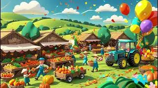 🚜🎶 The Tractor and the Bouncing Hay Bales | A Fun Farm Song for Kids | Baby Tunes 🌾✨