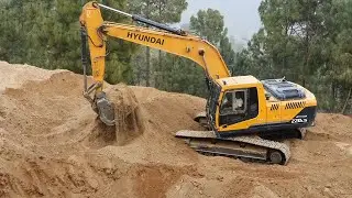 Hyundai 220 Excavator Making Road on Hill- Opening New Track on Hill With Excavator - Hyundai Video