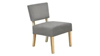I 8273 Accent Chair - Light Grey Fabric / Natural Wood Legs - Monarch Specialties