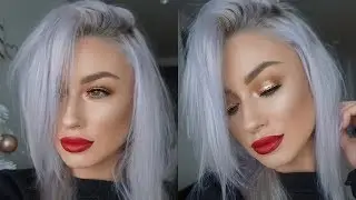 CLASSIC CHRISTMAS MAKEUP LOOK | GOLD GLITTER EYES & RED LIP | LOLALINER