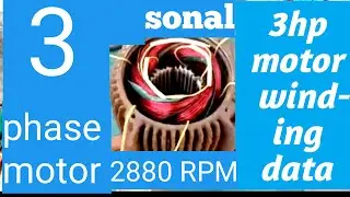three phase 3 hp 24slot 2880 rpm induction motor winding data #windingdata,#3hpmotor