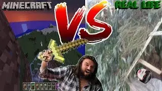 Minecraft vs Real Life ~ Building a shelter!. Survival Mode IRL  Video games in real life oceanhawk
