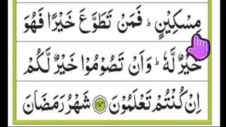 সূরা বাকারা রিডিং পড়ুন  || আয়াত [১৮৪-১৮৫] |surah baqarah verses {184-185)