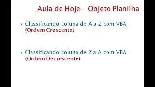 Classificar Coluna da Planilha em Ordem Crescente e Decrescente com VBA