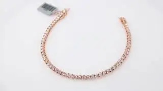 Diamond 14KT Rose Gold Tennis Bracelet 3mm Diamond, 3.5mm Setting