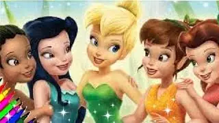 DISNEY FAIRY PRINCESS TINKERBELL Rosetta Iridessa, Silvermist, Fawn Coloring Book Pages