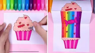 How to Draw a Rainbow Cupcake Folding Surprise | Fun and Easy Drawing Tutorial! #beekeenkidsart
