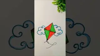 EASY KITE DRAWING IDEA 💡🪁🪁#shorts #youtubeshorts #kites #art #satisfying