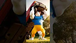 Papa Cat Lifts the Car with His Body 💪🚗 | Baby Is Amazed 😲❤️ #catshortstory #viralvedio #fypシ