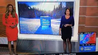 Lynette Charles and Felicia Combs show the current ice coverage on the Great Lakes 