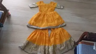 Sharara cutting and stitching/साडी पासून बनवला सुंदर ड्रेस garara cutting  💯💥