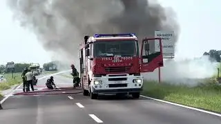 Dramatic Roadside Incident: Truck Fire and Heroic Rescue Efforts