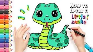 How to draw a cute cartoon snake with big eyes | Easy Drawing for Kid step by step