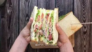 Супер-мега сэндвич с беконом и сырным соусом