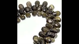 Natural Smoky Quartz 12x8mm Drop Briolette Cut Walnut Brown Color Drilled Gemstone