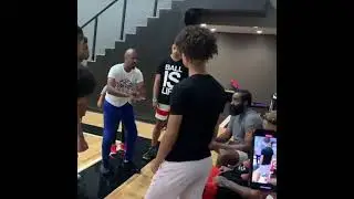 James Harden and TJ Ford giving the youth words of wisdom.