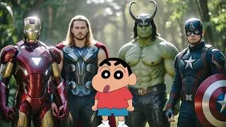 Shinchan vs Avengers 😂🔥 | Marvel Funny Action Story #shinchan #marvel#avengers#ai#shinchancartoon 