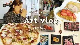 Studio Vlog, Realistic routine of an artist living in Italy | What I eat in a day #artvlog 🍕
