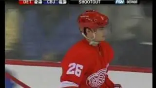 Jiri Hudler (DET) vs. Pascal Leclaire (CBJ) Shootout November 18, 2007