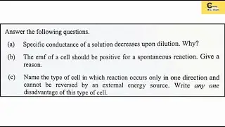Why Does conductivity Decrease on Dilution?|EMF & Spontaneous Rn |Types of Cells & Disadvantages