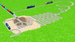 💖 ONE SAME TRACK FOUR TRAIN IMPOSSIBLE CROSSIN CIRCLES WITH U TRACKS  RAILROAD RAILWORK BEANG 