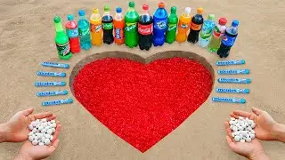 Logo CORA&Ccedil;&Atilde;O no buraco com orbeez, Coca Cola, Mentos e Refrigerantes Populares❤️