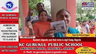 Kashmiri migrants cast their votes in Jagti Camp, Nagrota