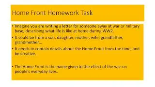 Home Front Homework Task