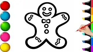 Cute Gingerbread Man Drawing and Coloring | Easy Drawing for Kids