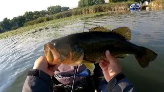 Kayak Bass Fishing | I Lost my Balance Setting the Hook on this BIG BASS | J-Hooked Fishing