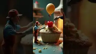 Tiny Workers Build a Giant Cupcake 🍰 |Miniature World in Your Kitchen! #MiniatureWorld#viralshort#ai