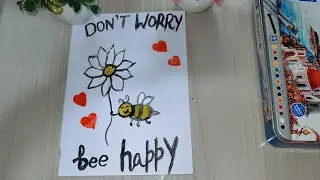 Bee 🐝 drawing with acrylic colour #magicfloatingart #arylicpainting #beedrawing #quote #diy 