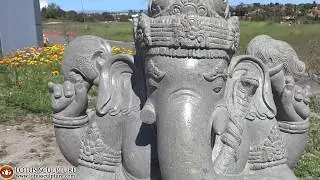 Large Stone, Garden Ganesha sculpture with rat, Mooshika, www.lotussculpture.com