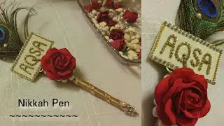 Nikkah | Wedding Pen // Bridal Nikkah Signature Pen // Red Flower and Name Tag