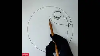 Circle tree and moon drawing #short #satisfying