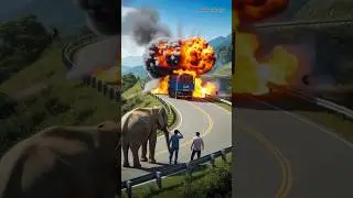 💕Miracle Lord Ganesha comes in form of elephant and saves people from accident 💕🐘❤️🙏 #ganesha #ai