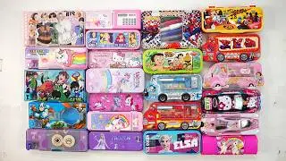 school unicorn stationery collection 😘 geometry,hello kitty,pencil box, unicorn,sharpener,eraser