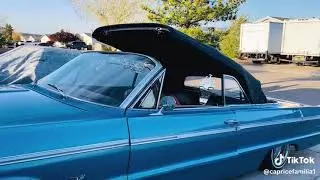 64 Chevy impala convertibles  blue 13&times;7 wire wheels  old school ride